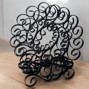 Vintage Black Wrought Iron Scroll Napkin
Holder Organizer